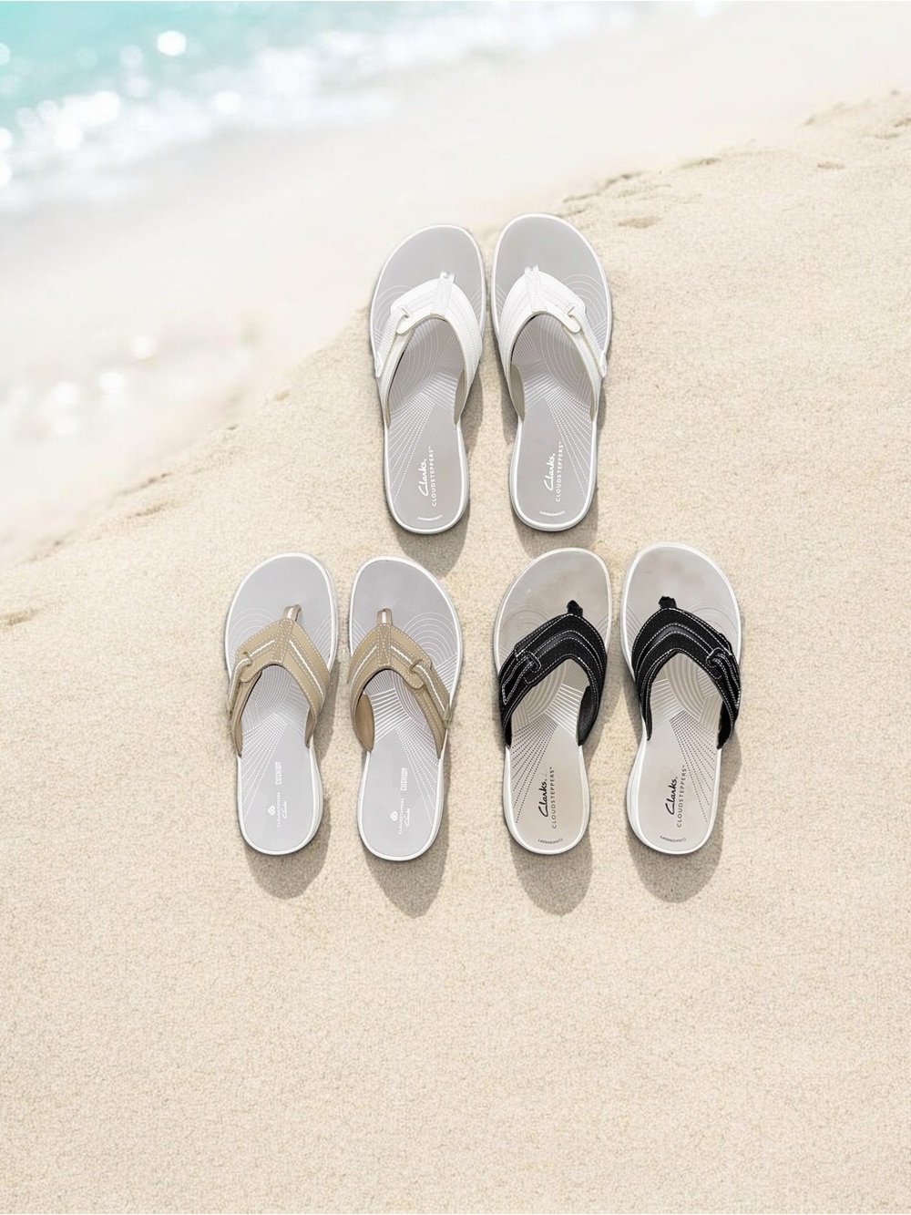 Women’s Clarks Cloudsteppers Cushion Soft Flip Flops Lot 3 Size 9 Adjustable EUC